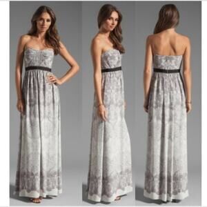 BCBGMAXAZRIA silk amber‎ column strapless maxi dress size 0 wedding guest